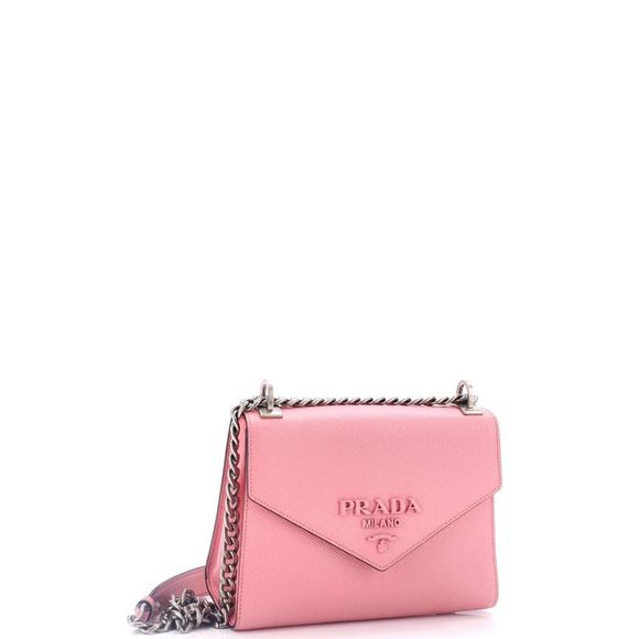 Prada Monochrome Shoulder Bag Saffiano Leather Small Pink - Picture 2 of 6